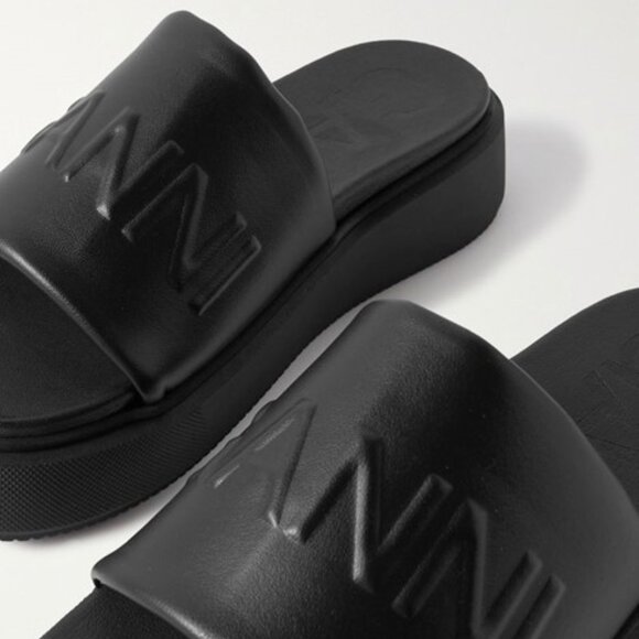 Logo-Embossed Vegan Leather Platform Slides - Picture 10 of 13